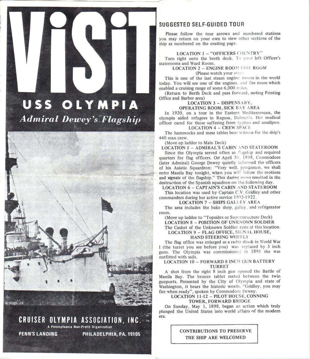 1970s Visit USS Olympia Admiral Dewey's Flagship Philadelphia Brochure H5-4